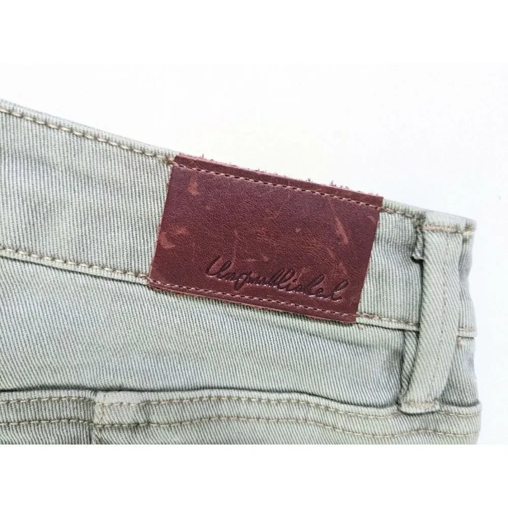 Anthropologie Unpublished Green‎ Denim Jean Mini Skirt Size 30 Pockets